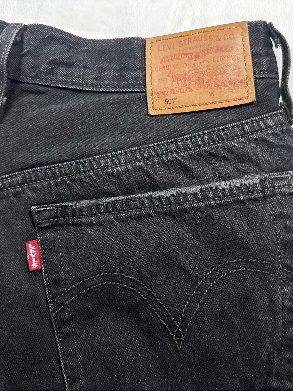 Levi's 501 Black Distressed Cutoff Denim Shorts Button Up Size 4